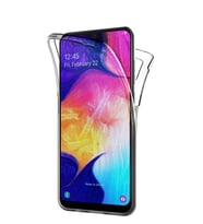 Microsonic Samsung Galaxy A50 Kılıf 6 tarafı tam full koruma 360 Clear Soft (Beyaz)