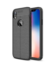 Microsonic Apple iPhone XR (6.1'') Kılıf Deri Dokulu Silikon (Siyah)