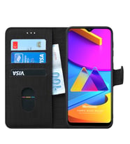 Microsonic Samsung Galaxy M10s Kılıf Fabric Book Wallet (Siyah)