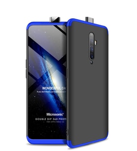 Oppo Reno 2Z Kılıf Double Dip 360 Protective (Siyah-Mavi)
