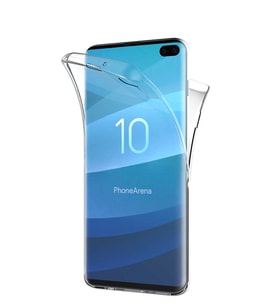 Microsonic Samsung Galaxy S10 Plus Kılıf 6 tarafı tam full koruma 360 Clear Soft (Beyaz)