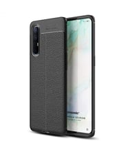 Oppo Reno 3 Pro Kılıf Deri Dokulu Silikon (Siyah)