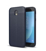 Microsonic Samsung Galaxy J7 Pro Kılıf Deri Dokulu Silikon (Lacivert)