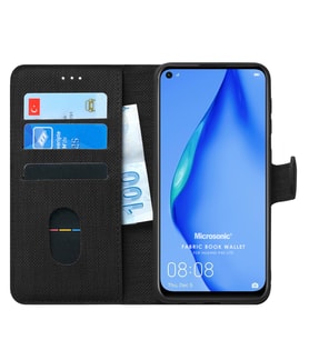 Huawei P40 Lite Kılıf Fabric Book Wallet (Siyah)