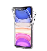 Microsonic Apple iPhone 11 (6.1'') Kılıf 6 tarafı tam full koruma 360 Clear Soft (Beyaz)