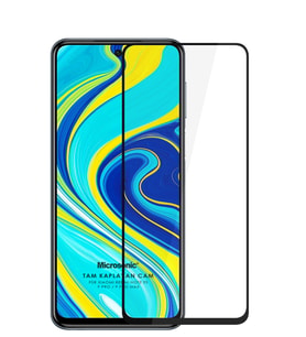 Xiaomi Redmi Note 9 Pro Tam Kaplayan Temperli Cam Ekran Koruyucu (Siyah)