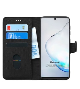 Samsung Galaxy Note 10 Plus Kılıf Fabric Book Wallet (Siyah)