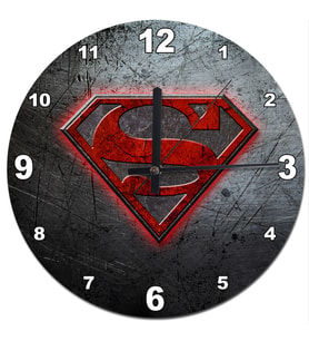 Metal Zeminde Süpermen Logo Akarlı Duvar Saati
