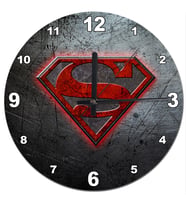 Metal Zeminde Süpermen Logo Akarlı Duvar Saati