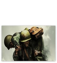 Ahşap Tablo Yaralı Arkadaşını Taşıyan Asker
