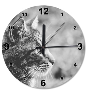 Avcı Kedi Ahşap Duvar Saati