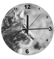 Avcı Kedi Ahşap Duvar Saati
