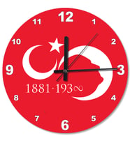 Bayrak , Atatürk Silüeti, Doğum Sonsuzluk Desenli Duvar Saati