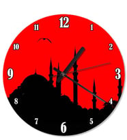 Kırmızı Zeminde Süleymaniye Cami Duvar Saati