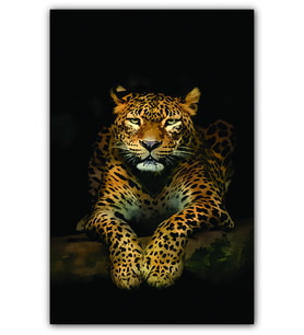 Ahşap Tablo Ava Hazırlanan Leopar