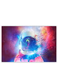 Ahşap Tablo Astronot Ve Foton Yağmuru