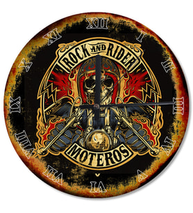 Rock And Rider Moteros Desenli Duvar Saati