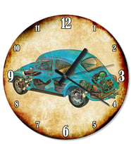 Mavi Volkswagen Retro Duvar Saati