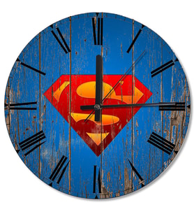 Süpermen Logo Baskılı Duvar Saati