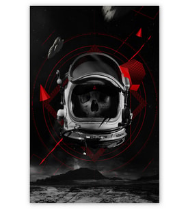Ahşap Tablo Ölü Astronot İllüstrasyon