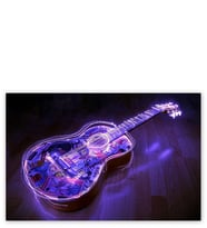 Ahşap Tablo Parkede Klasik Gitar Neon Karışık Desenli