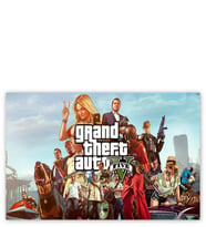Ahşap Tablo GTA 5 Oyun Posteri Tüm Karakterler