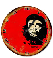 Eskitilmiş Zeminde Che Guevara Desenli Duvar Saati