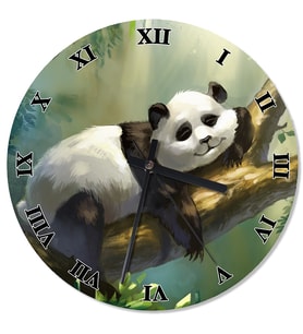 Dalda Uyuyan Panda Baskılı Duvar Saati