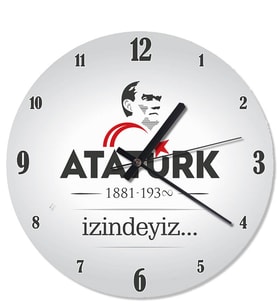 Beyaz Zemin Atatürk 1881 - 1938 İzindeyiz Duvar Saati