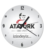 Beyaz Zemin Atatürk 1881 - 1938 İzindeyiz Duvar Saati