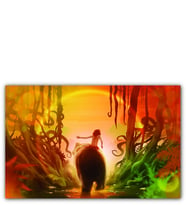 Ahşap Tablo Mowgli Orman Çocuğu Ve Ayı Görsel