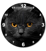 Kara Kedi Ahşap Duvar Saati