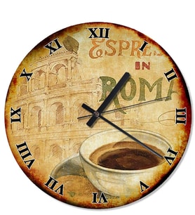 Retro Romada Espresso Kahve Akarlı Duvar Saati