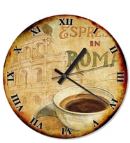Retro Romada Espresso Kahve Akarlı Duvar Saati