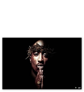 Ahşap Tablo 2 Pac Shakur İsa Temsili Karanlık Mod