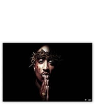Ahşap Tablo 2 Pac Shakur İsa Temsili Karanlık Mod
