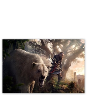 Ahşap Tablo Assassins Creed Baltalı Savaşçı Ve Ayı