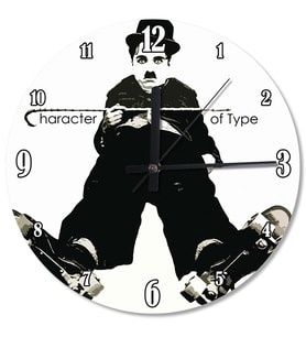 Bastonlu Charlie Chaplin Ahşap Duvar Saati