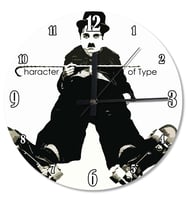 Bastonlu Charlie Chaplin Ahşap Duvar Saati