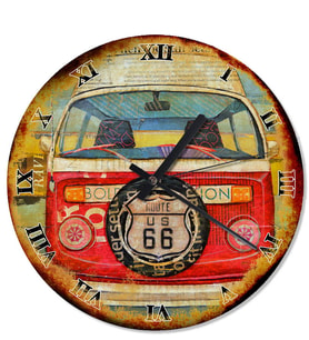 Eskimiş Zeminde Volkswagen Route 66 Duvar Saati