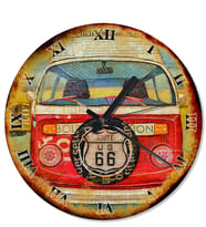 Eskimiş Zeminde Volkswagen Route 66 Duvar Saati