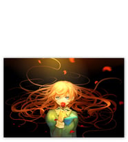 Ahşap Tablo Anime Kız Ve Kırmızı Gül