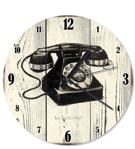 Ahşap Zeminde Çevirmeli Siyah Telefon Duvar Saati
