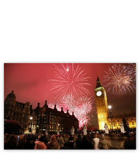 Ahşap Tablo Londra Big Ben Yılbaşı Havai Fişekler