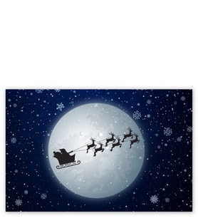 Ahşap Tablo Dolunay Geyikler Kar Taneleri Ve Noel Baba