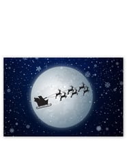 Ahşap Tablo Dolunay Geyikler Kar Taneleri Ve Noel Baba