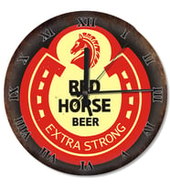 Red Horse Beer Reklam Roma Rakamlı Akarlı Duvar Saati