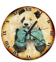 Boksör Panda Retro Duvar Saati