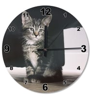 Yavru Kedi Ahşap Duvar Saati