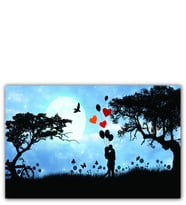 Ahşap Tablo Sevgililer Doğa Balon Kalp